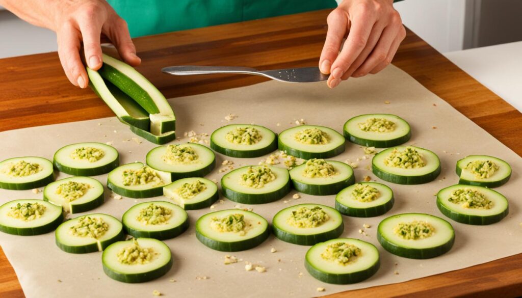 Preparing Pizza Stuffed Zucchini Boats Preparing Pizza Stuffed Zucchini Boats