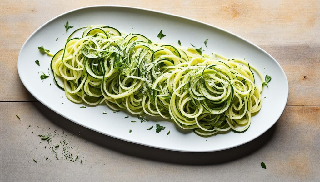 Zucchini noodles on a fork Zucchini noodles on a fork