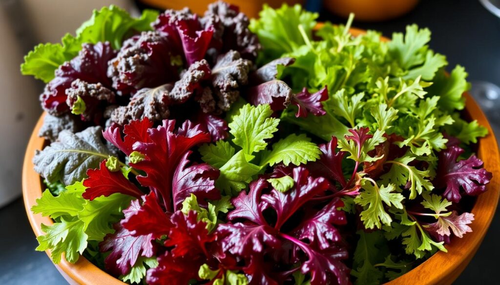Colorful salad greens
