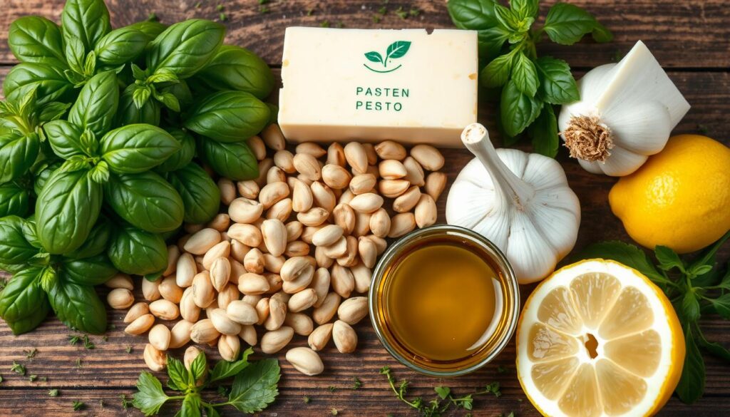 Garden pesto ingredients